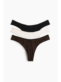 H&M - Women Multi-Color 3-pack cotton thong briefs