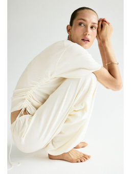 H&M - Women White Fine-knit drawstring-detail top