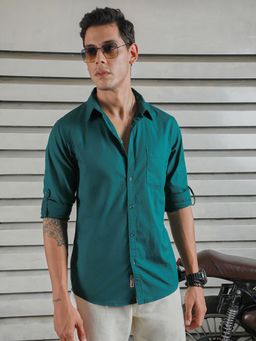 High Star - Classic Spread Collar Roll-Up Sleeves Cotton Casual Shirt