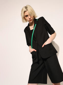 ONLY - Women Solid Tailored Fit Black Blazer