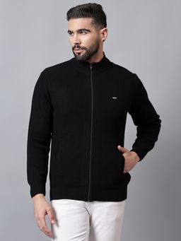 Cantabil - Men Black Textured High Neck Full Sleeves High Men Casual Sweater