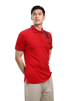 roar for good - Vibrant Red Striped Organic Cotton Polo T-Shirt