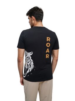 roar for good - Classic Black Tiger Print Organic Cotton Crew Neck T-Shirt