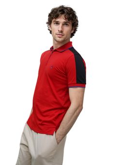 roar for good - Vibrant Red Colorblock Organic Cotton Polo T-Shirt