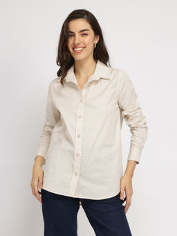 FableStreet - Cotton Blend Shirt - Off White