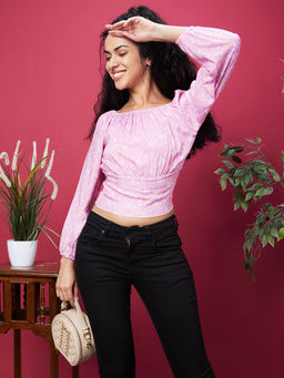 Globus - Women Purple Printed Casual Square Neck Top