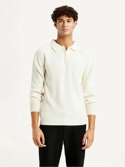 Levi's - Men's Self Design Off-White Neck Sweater