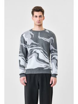 Snitch - Grey Full Sleeves Regular Casual Sweaters for Men