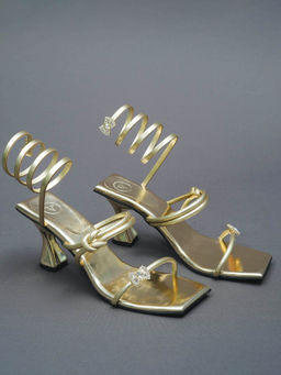 Sana K Luxurious Footwear - Gold Gun Metal Gladiators Heels