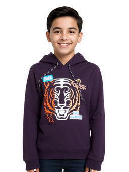 CAVIO - Purple Graphic Full Sleeves Hoodie