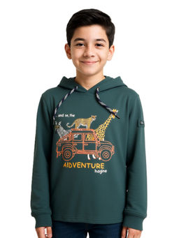 CAVIO - Green Graphic Full Sleeves Hoodie
