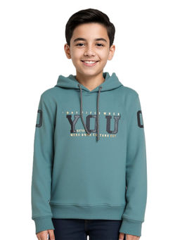 CAVIO - Green Typography Full Sleeves Hoodie
