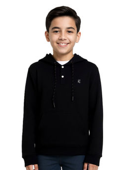 CAVIO - Black Solid Full Sleeves Hoodie