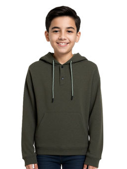 CAVIO - Green Solid Full Sleeves Hoodie