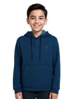 CAVIO - Teal Solid Full Sleeves Hoodie