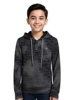 CAVIO - Black Printed Full Sleeves Hoodie