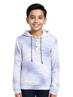 CAVIO - White Printed Full Sleeves Hoodie