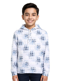 CAVIO - White Printed Full Sleeves Hoodie