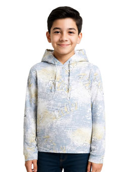 CAVIO - Blue Printed Full Sleeves Hoodie