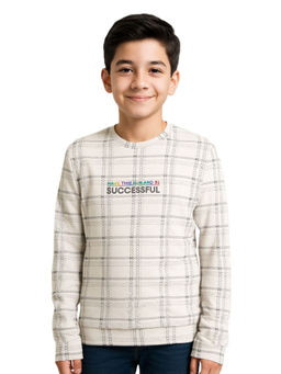 CAVIO - White Checks Full Sleeves Sweatshirt