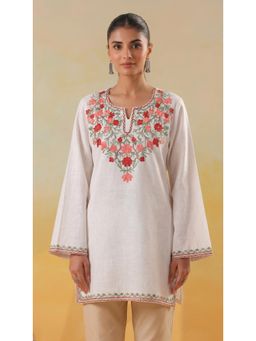 Zamour - White Embroidered Comfortable Tunic