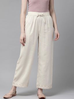 Bcz Style - Cream Solid/Plain Loose Palazzo