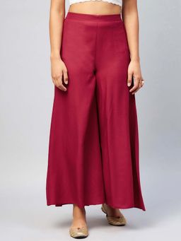 Bcz Style - Maroon Solid/Plain Loose Palazzo