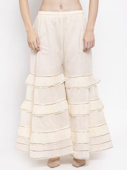 Bcz Style - Cream Solid/Plain Regular Sharara