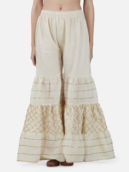 Bcz Style - Cream Solid/Plain Regular Sharara