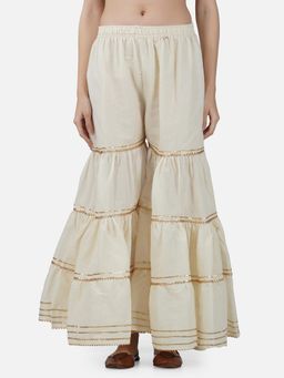 Bcz Style - Cream Solid/Plain Regular Sharara