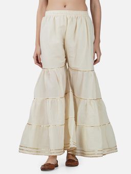 Bcz Style - Cream Solid/Plain Regular Sharara