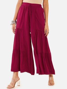 Bcz Style - Maroon Solid/Plain Regular Palazzo