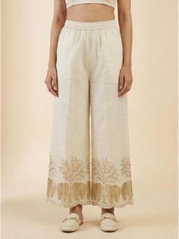 Bcz Style - Cream Embroidered Regular Palazzo
