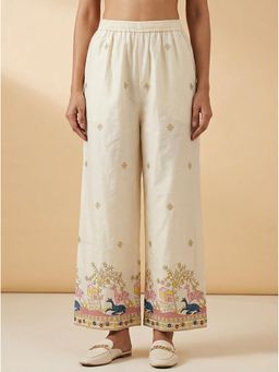 Bcz Style - Cream Embroidered Regular Palazzo