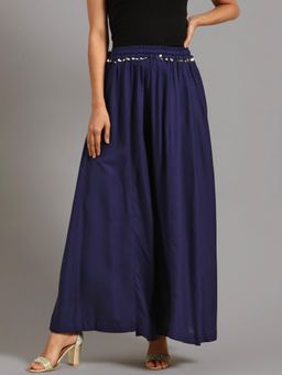 Bcz Style - Navy Blue Solid/Plain Loose Palazzo