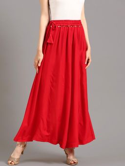 Bcz Style - Red Solid/Plain Loose Palazzo