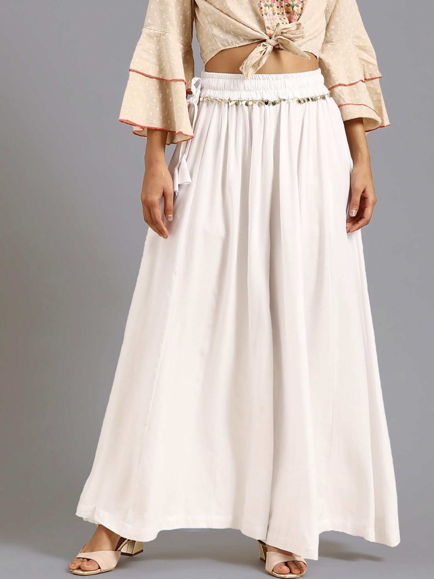 bcz style White Solid/Plain Loose Palazzo-picture-39