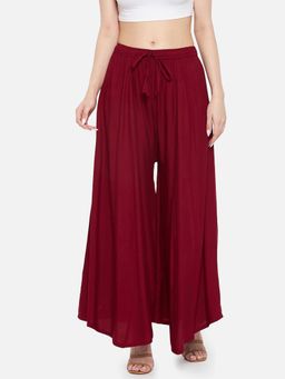 Bcz Style - Maroon Solid/Plain Loose Palazzo