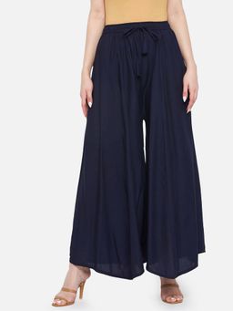 Bcz Style - Navy Blue Solid/Plain Loose Palazzo