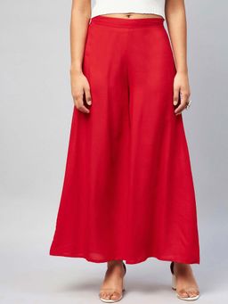 Bcz Style - Red Solid/Plain Loose Palazzo