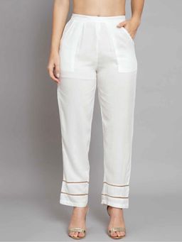 Bcz Style - White Solid/Plain Regular Pant