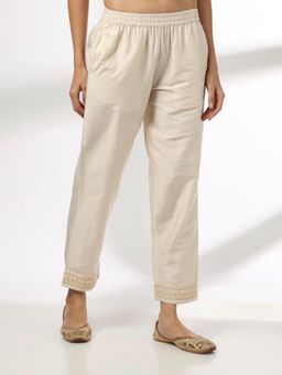 Bcz Style - Cream Solid/Plain Regular Pant