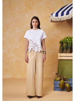 Muvazo - Ivory Applique Cotton Blended Co-ord