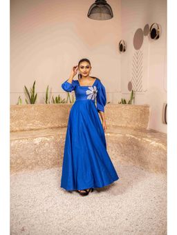 Sainy Garg Couture - Blossoming Blue Maxi Dress