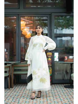 Sainy Garg Couture - Doodle Floral Ivory Midi Dress