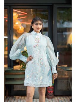 Sainy Garg Couture - Frost Fern Blue Knee Length Dress