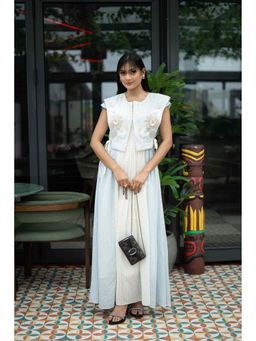 Sainy Garg Couture - Garden Reverie Ivory Maxi Dress With Vest