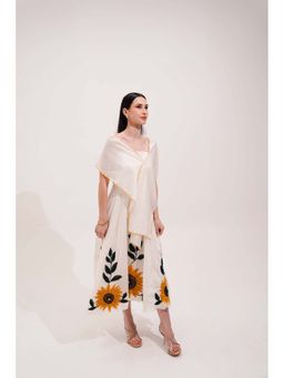 Sainy Garg Couture - Sunflower Ivory Dress With Scarf