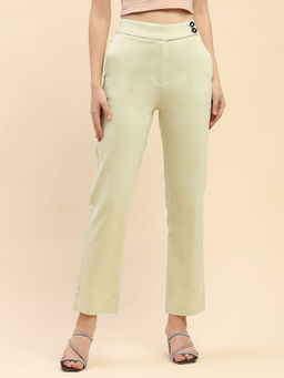 CAMLA - Barcelona Solid Mint Green Straight Fit Trouser