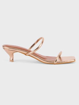IYKYK by Nykaa Fashion - Antique Gold Square Toe Double Strap Metallic Kitten Heels